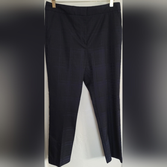 Reiss Navy Blue Plaid Margot Tapered Leg  Stretch Ankle Pants Size 8 - Picture 8 of 16
